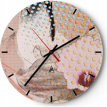 Hodiny Velké nástěnné hodiny 40x40 Abstrakce Skleněné hodiny Kulatý Tiché