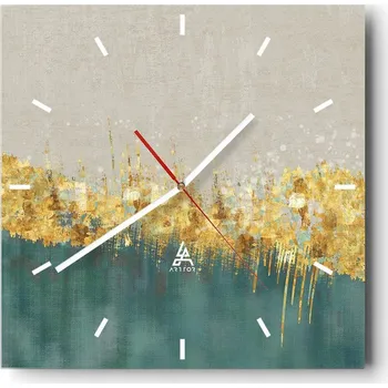 Hodiny Velké nástěnné hodiny 40x40 Art Deco Skleněné hodiny Čtvercové Tiché