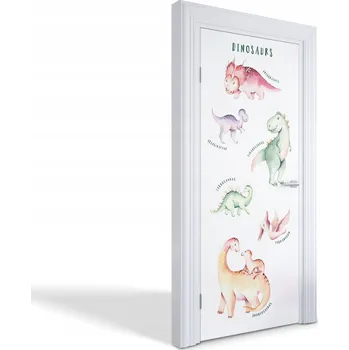 Samolepící dekorace Dekorativní samolepka na zakrytí dveří skříně nábytku Roztomilí dinosauři 85x205 cm