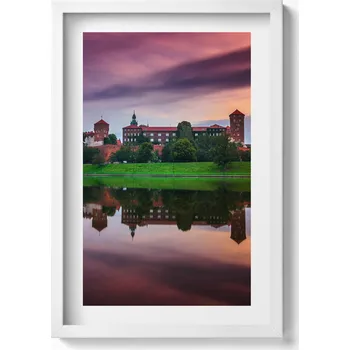 Obraz Obraz na zeď v bílém rámu Královský hrad Wawel Východ Slunce 40x60 cm