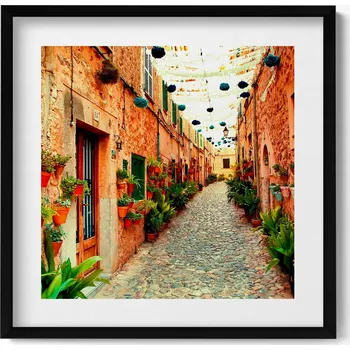 Obraz Elegantní obraz v černém rámu Ulice ve vesnici Valldemossa 50x50 cm