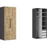 BRW FLEX šatní skříň 100/135, grafit/dub wotan