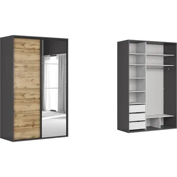 Šatní skříň BRW FLEX šatní skříň 150/137, grafit/dub wotan