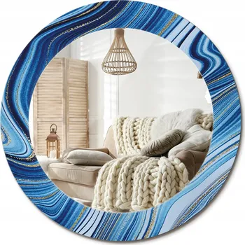 Zrcadlo Zrcadlo s potiskem do koupelny, kuchyně, předsíně, Ø 60 cm, mramorová řeka