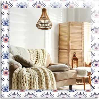 Zrcadlo Loftové nástěnné zrcadlo s ozdobným skleněným rámem Oči, vzor 60x60 cm