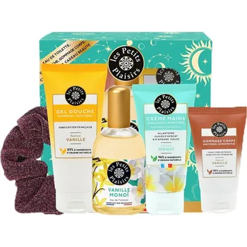 Kosmetická sada Les Petits Plaisirs Monoi a Vanilka sprchový gel 75ml + krém na ruce 75ml + toaletní voda 110ml + tělový peeling 30ml