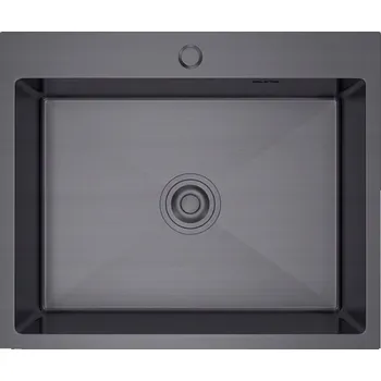 Granitový dřez Erga HD, 1-komorový ocelový dřez 600x500x215 mm, grafitová, ERG-MLS-HD6050B