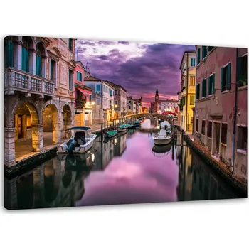 Obraz OBRAZ NA PLÁTNĚ Benátky Kanál Fialový 120x80