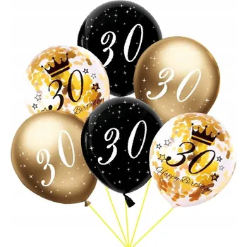 Balónek Latexový balónek Party Deco zlatý s potiskem 12 palců 6 ks