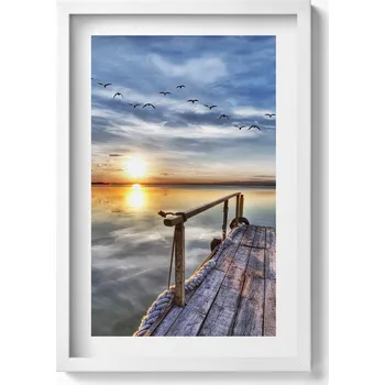 Obraz Dekorativní nástěnný obraz do obýváku kuchyně Jezero západ slunce 40x60 cm