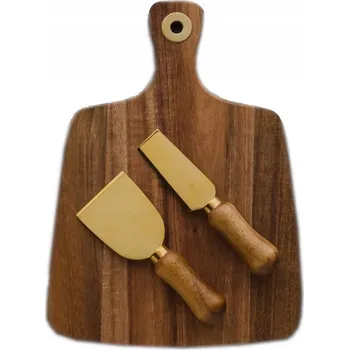 Sada zlatých nožů na sýr s prkénkem na servírování, zlaté nože Home&You