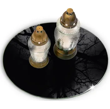 Obraz Podložka pod svíčky na pomník tvrzené sklo Barva černá Průměr 30 cm