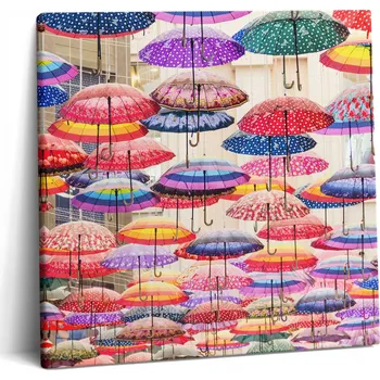 Obraz Obraz Canvas Plátno Do Kuchyně Nástěnná Dekorace Barevné Deštníky 60x60 cm
