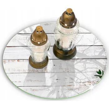 Obraz Podložka z tvrzeného skla pod hřbitovní svíčka Staré desky a listí, Průměr 30 cm