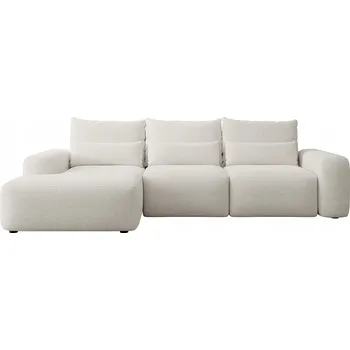Sedací souprava Rohová Sedací Souprava Carnos s bederními polštáři, krémový hydrofobní šenil, levé provedení.