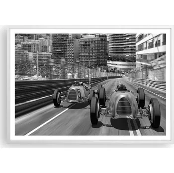 Obraz Plakát na zeď v bílém rámu 100x70 automobilový obraz plakáty do obývacího pokoje