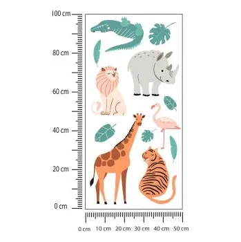 Obraz Samolepka Zvířátka z Afriky a Rostliny Fólie Bílá 75x150