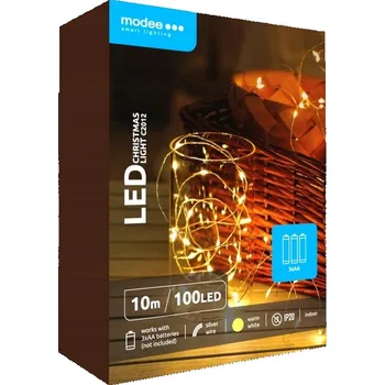 Vánoční dekorace DEKORATIVNÍ SVĚTELNÝ ŘETĚZ NA STROMEČEK, BATERIOVÝ, TEPLÁ BARVA, 10 m, 100 LED