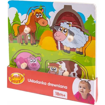 Dřevěná hračka Smily DŘEVĚNÁ SKLÁDAČKA Puzzle FARMA SPW83602