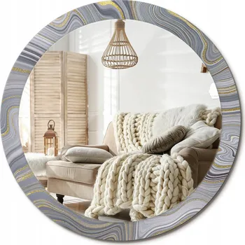 Zrcadlo Zrcadlo s potiskem do koupelny ložnice obývacího pokoje Velké fi 90 cm Šedý mramor