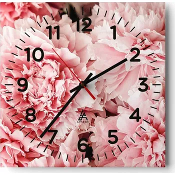 Hodiny Nástěnné hodiny do obýváku 40x40 Květiny Tichý chod Skleněné hodiny
