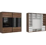 BRW FLEX šatní skříň 260/95, dub monastery/černý lesk