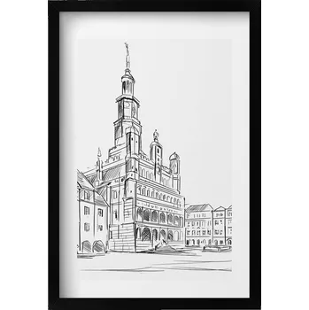 Obraz Dekorace, obraz s grafikou v krásném rámu Poznaň - skica starého města, 40x60 cm