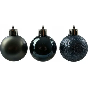 Vánoční dekorace Grafitové nerozbitné vánoční baňky na vánoční stromeček 4 cm, 18 ks