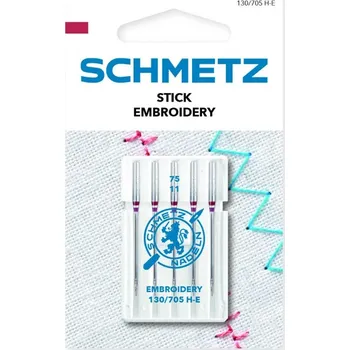 Schmetz Jehly vyšívací 130/705 H-E VMS 75 EMBROIDERY