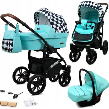 Kočárek Dětský kočárek 3v1 BabyLux Optimal: sportovní kočárek, hluboká korba a autosedačka