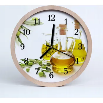 Hodiny Nástěnné hodiny z překližky kulatý Stylový Olej 25cm