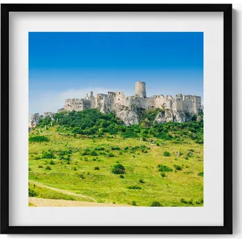 Obraz Obraz s černým rámem a grafikou na zeď: Spišský hrad na Slovensku, 50x50 cm