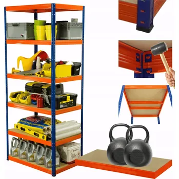 Dílenský regál Kovový regál skladový stojan HELIOS 213x90x30cm 6 polic Nosnost 275kg SOLIDNÍ