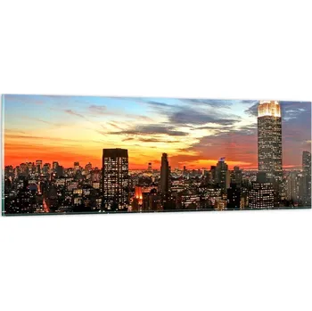 Obraz Obraz na skle do obýváku ložnice 90x30 město foto obrazy na zeď sklo