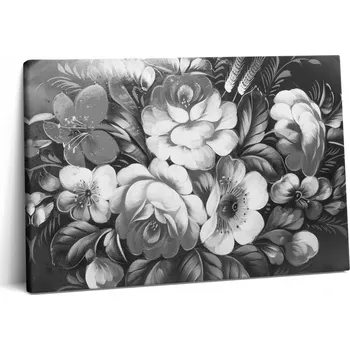 Obraz Plátěný Obraz Canvas do Posilovny Nástěnná Dekorace Květiny Černobílé