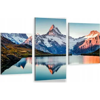 Obraz TRYPTYCH OBRAZ NA ZEĎ hory alpy jezero s