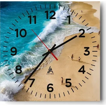 Hodiny Nástěnné hodiny do obýváku 40x40 Pláž Tiché Skleněné hodiny Stylové