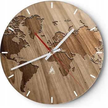 Hodiny Velké nástěnné hodiny 40x40 Mapa světa Skleněné hodiny Kulatý Tiché