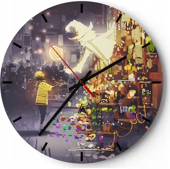 Hodiny Velké nástěnné hodiny 40x40 Abstrakce Skleněné hodiny Kulatý Tiché