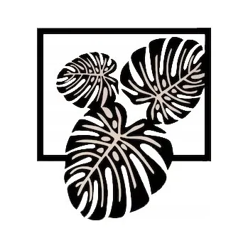 Obraz OBRAZ AŽUROVÝ NÁSTĚNNÁ DEKORACE 3D listy monstery XL panel průměr 60 cm