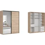 BRW FLEX šatní skříň 200/98, dub sonoma/zrcadlo