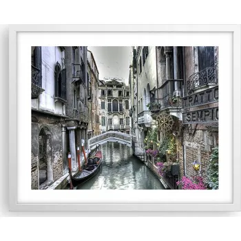 Obraz Obraz plakát na zeď v bílém rámu 50x40 Benátky foto plakáty do obýváku