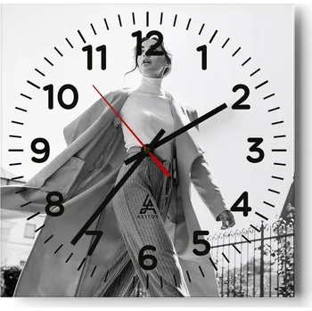 Hodiny Nástěnné hodiny do obýváku 40x40 Žena Bezhluké hodiny na skle Tiché