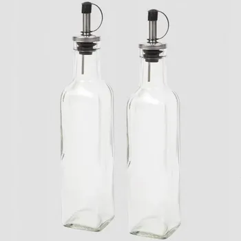 Nádoba na olej a ocet SADA 2 SKLENĚNÝCH LAHVÍ NA OLEJ, OLIVOVÝ OLEJ NEBO OCET 2x250 ml