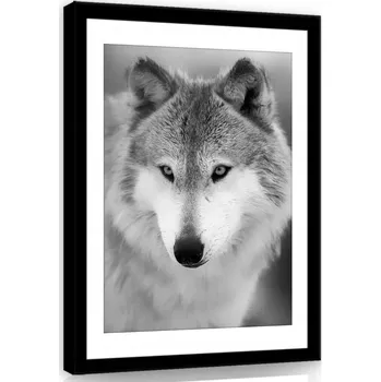 Obraz OBRAZ NA PLÁTNĚ CANVAS 75x100 VLK PORTRÉT B&W