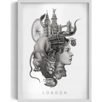 Obraz Plakát v rámu Wallfluent, architektura, bílá, 50 x 70 cm