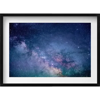 Obraz Dekorativní nástěnný obraz s grafikou v černém rámu Hvězdný vesmír 70x50 cm