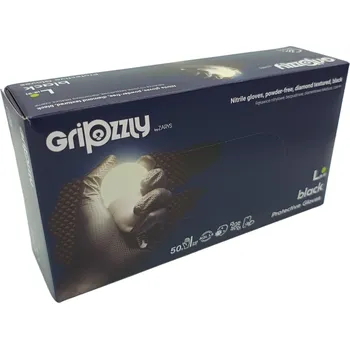 Zdravotnický materiál Zarys Ochranné nitrilové rukavice GRIPZZLY černé - 50 ks XL