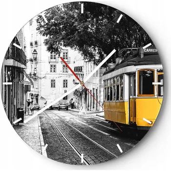 Hodiny Velké nástěnné hodiny 40x40 Retro Skleněné hodiny Kulatý Tiché