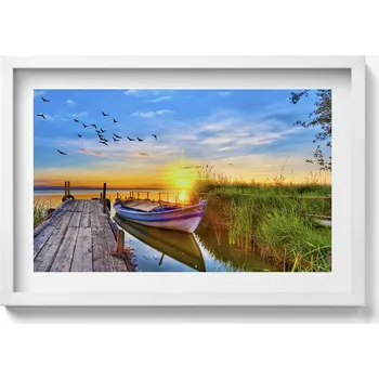 Obraz Dekorativní nástěnný obraz s grafikou Výhled na jezero a západ slunce 60x40 cm